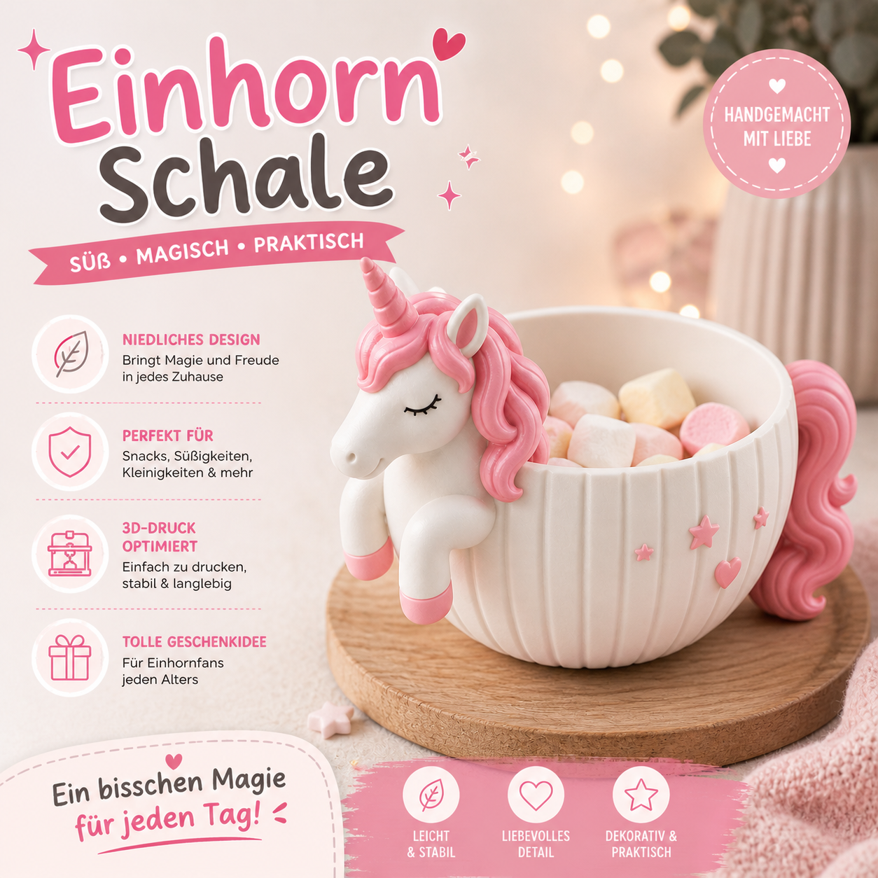 Zauberhafte Einhornschale 3D Druck